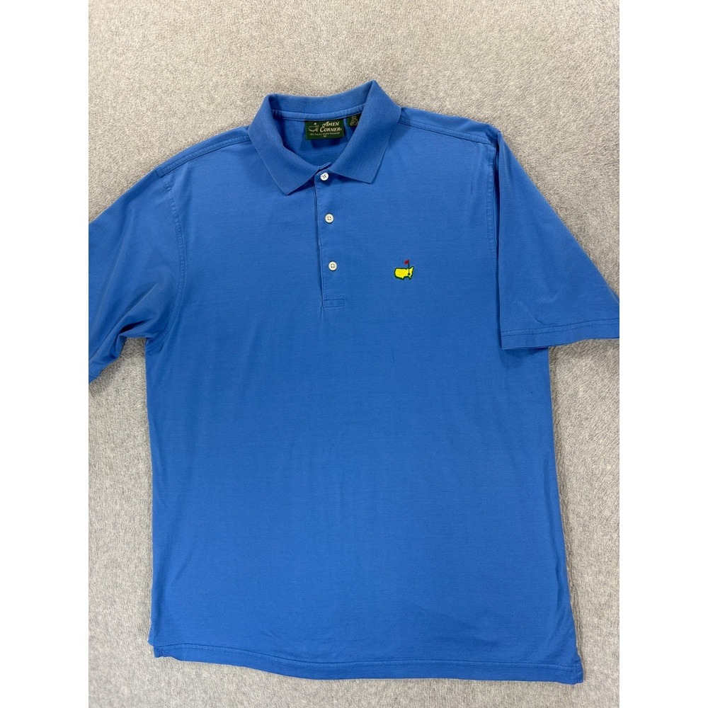 Amen Corner THE MASTERS Stitched Logo S/S Golf Polo Shirt (Men's Medium) Blue